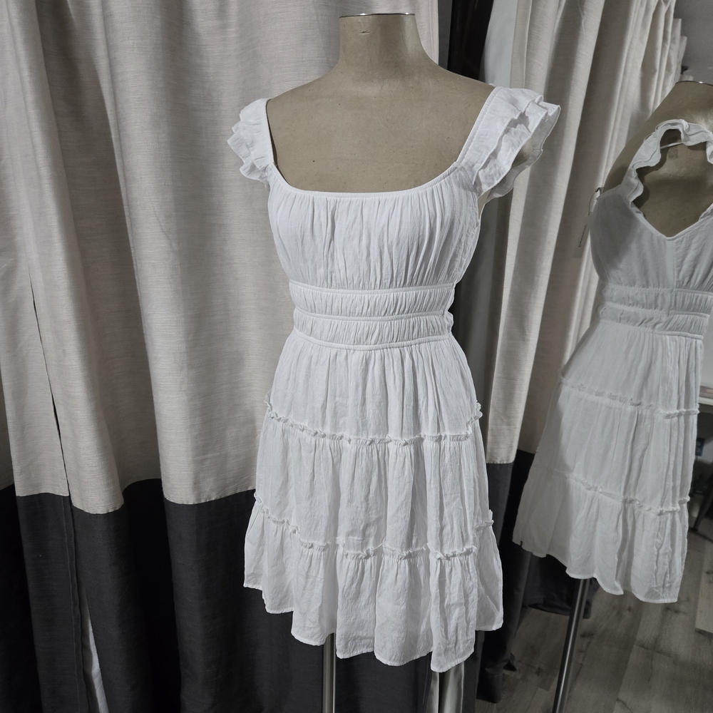 Francesca's Collections White Tiered Ruffle Midi Dress - Picture 5 of 6